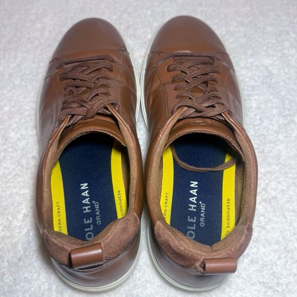COLE HAAN Mens Grand Plus Crosscourt Brown Tan Leather Sneaker Size 9.5M C36924 - Picture 9 of 9